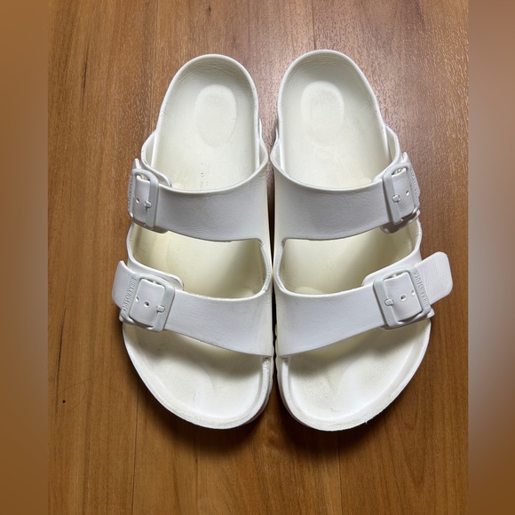 Birkenstock Sandals Men’s Classic White Rubber Double Strap Arizona Size 12 - Picture 1 of 12